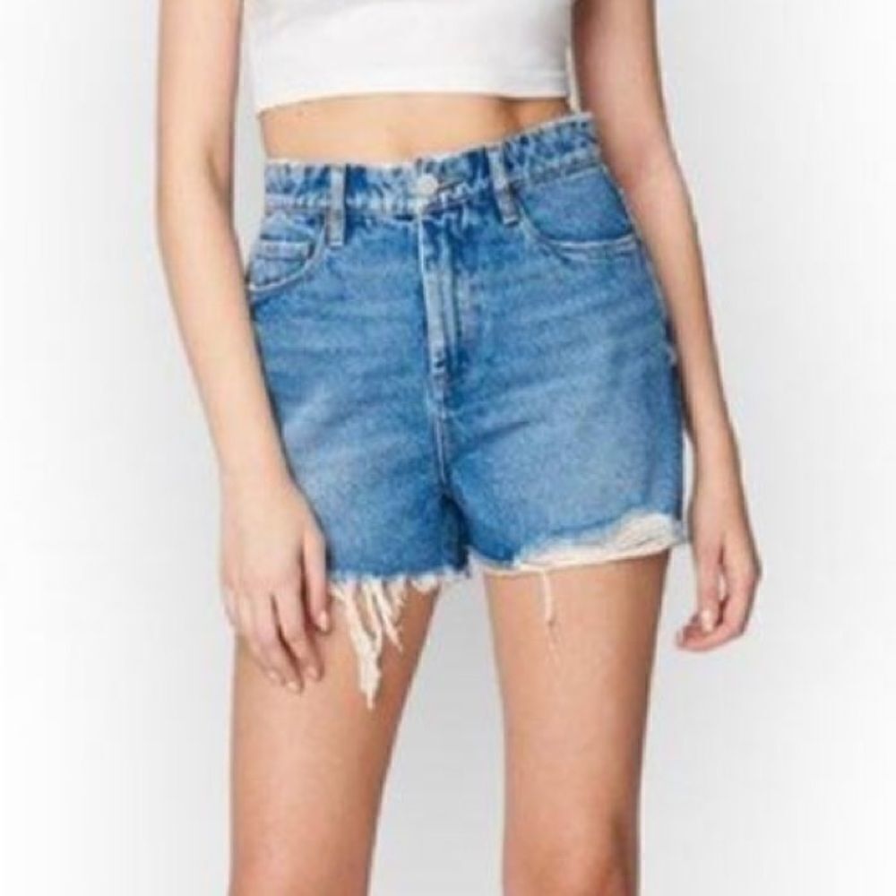 BlankNYC The Reeve High-Rise Ribcage Distressed Shorts Light Wash Size 25 NWT